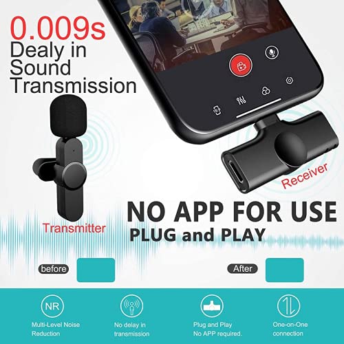 Wireless Microphone for iPhone Plug & Play Mini Mic for Vlog YouTube Live Streaming, Vloggers, Tiktok Live Video Recording with Noise Reduction (No App Needed)