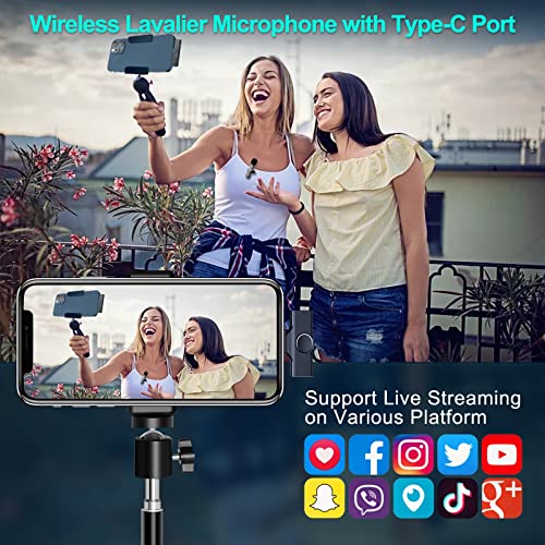 Wireless Lavalier Microphone, Type-C Lapel Mic for Recording, Plug-Play Recording Microphone with Clip for YouTube, Facebook, Live Stream