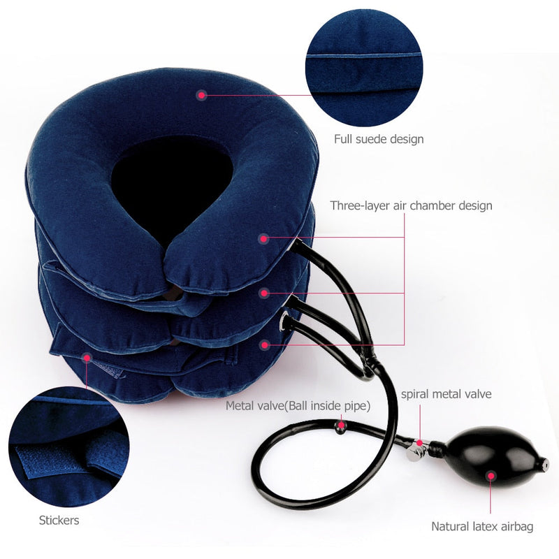 Inflatable Air Cervical Neck Traction Device Pain Stress Relief Neck Stretcher Support Cushion Tractor Support Massage Pillow